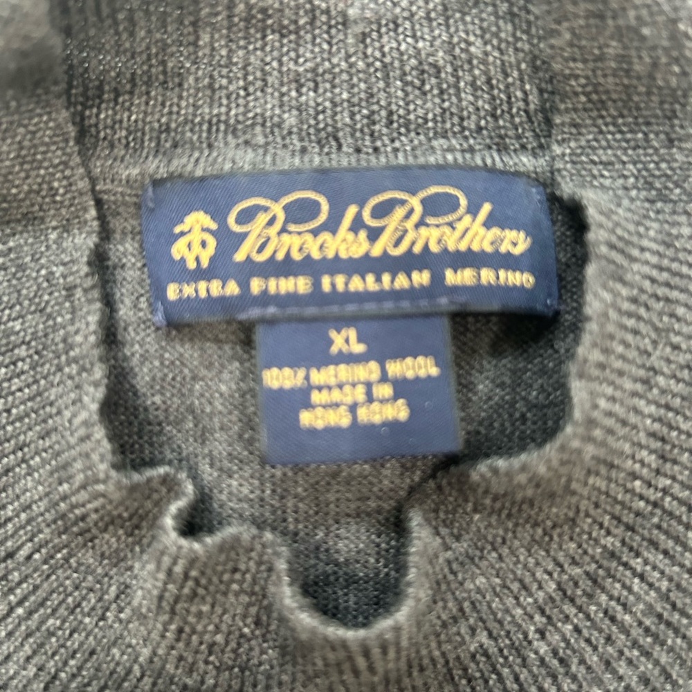 Brooks Brothers Charcoal Merino Wool Crewneck Sweater